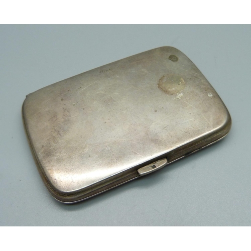 849 - A silver cigarette case, 75.4g, 57mm x 85mm