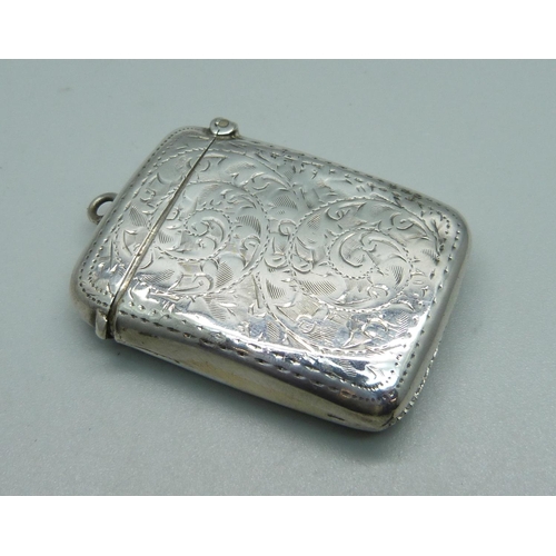 853 - A silver vesta case, Birmingham 1906