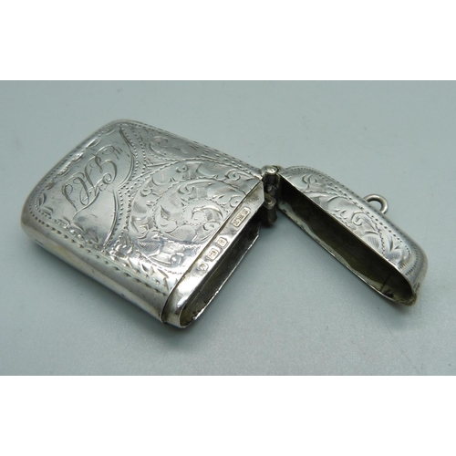 853 - A silver vesta case, Birmingham 1906