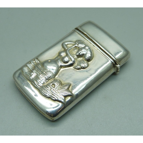 856 - A silver vesta case by CME jewellery