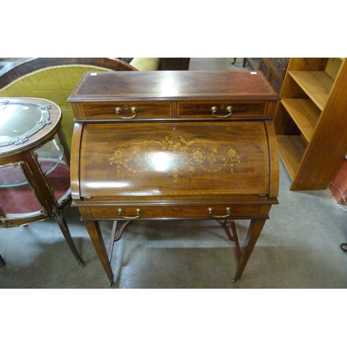 118 - An Edward VII marquetry inlaid mahogany cylinder bureau de dame