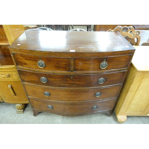 134 - A George III mahogany bow front chest of drawers