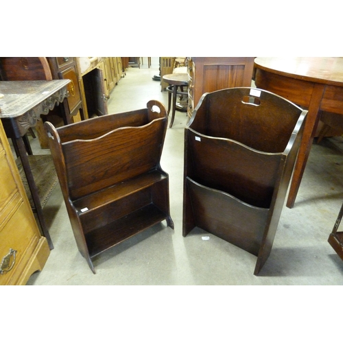 172 - Two oak newspaper racks