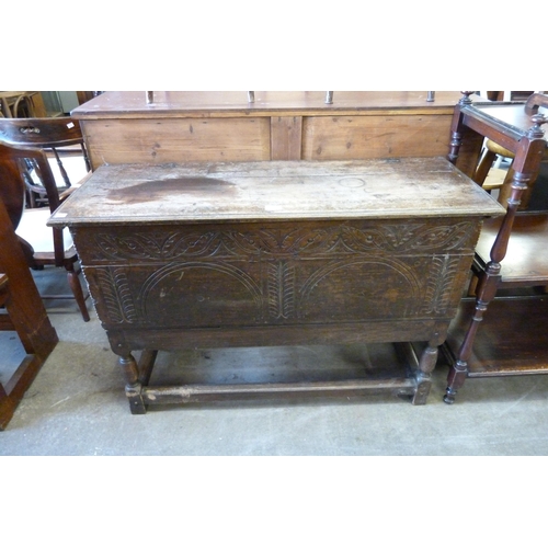 188 - A William III carved oak coffer on stand