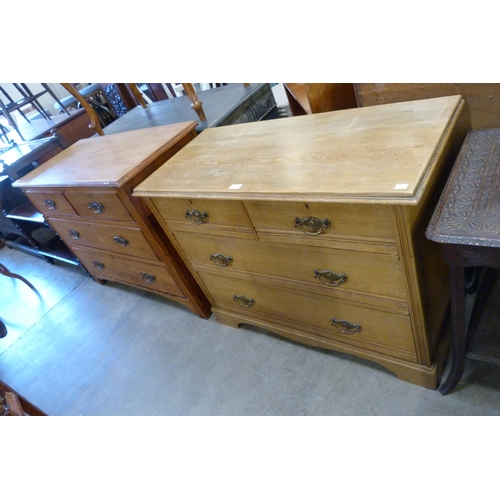 193 - A Victorian ash chest of drawers and an Edward VII birch chest of drawers