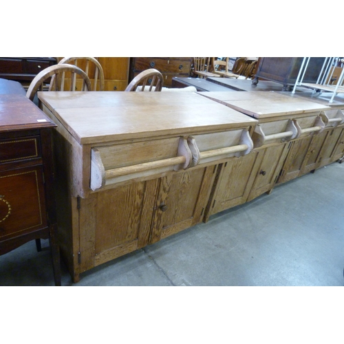 197 - A pair of reclaimed pine and pitch pine kitchen cupboards