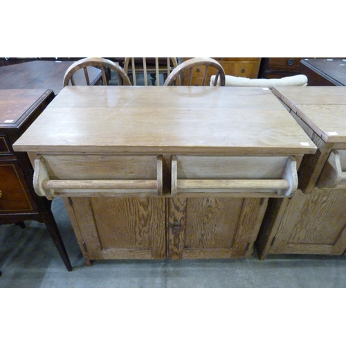 197 - A pair of reclaimed pine and pitch pine kitchen cupboards