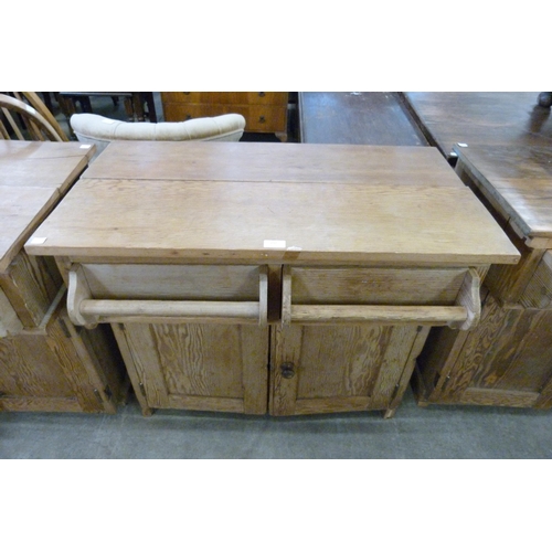 197 - A pair of reclaimed pine and pitch pine kitchen cupboards