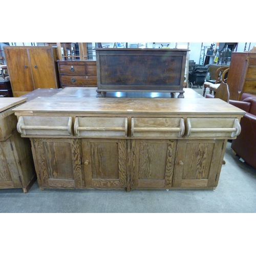 198 - A reclaimed pine and pitch pine kitchen dresser