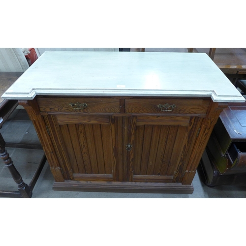 205 - A Victorian Aesthetic Movement painted pitch pine  kitchen cupboard