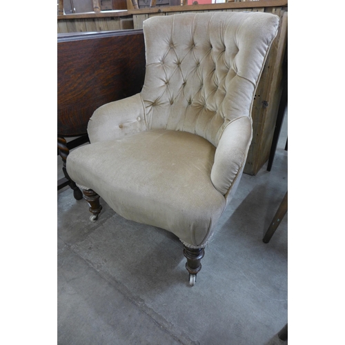 223 - A Victorian mahogany and fabric upholstered bedroom chair