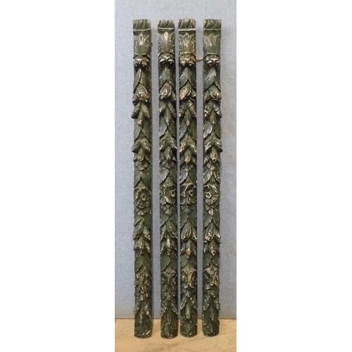 296 - A set of four French carved wood painted pilasters