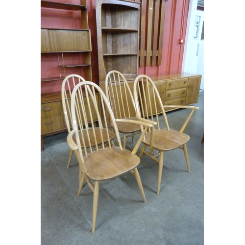 3 - A set of four Ercol Blonde elm and beech Quaker chairs