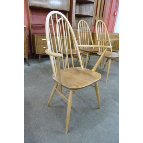 3 - A set of four Ercol Blonde elm and beech Quaker chairs