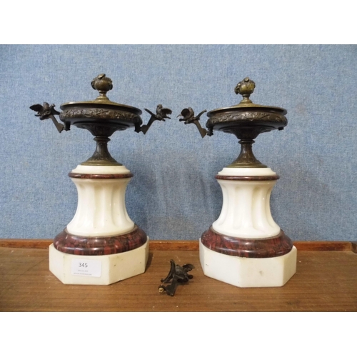 345 - A pair of 19th Century French marble and bronze casolettes