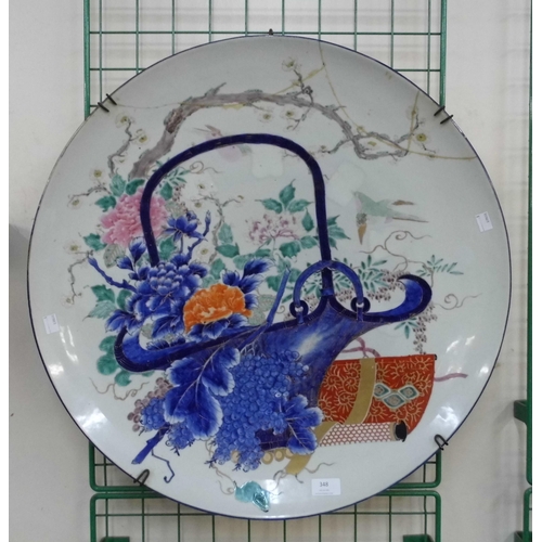 348 - A Japanese Meiji porcelain charger, a/f