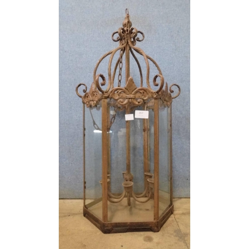 357 - A French style wrought metal lantern