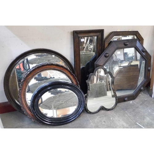 359 - Two octagonal framed mirrors and four other assorted mirrors