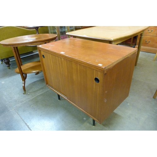 66 - A teak record cabinet