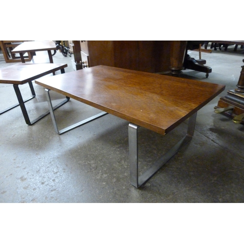 69 - Three teak and chrome coffee tables