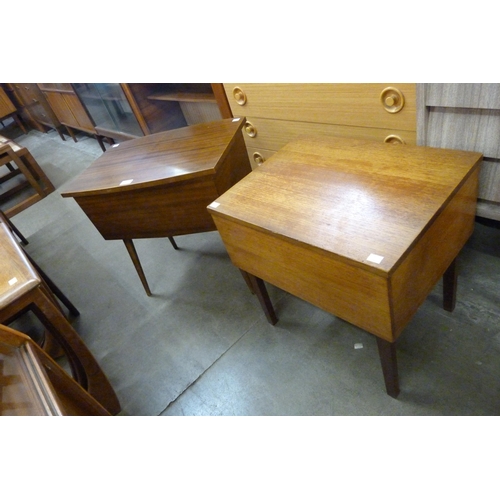 82 - Two teak sewing boxes