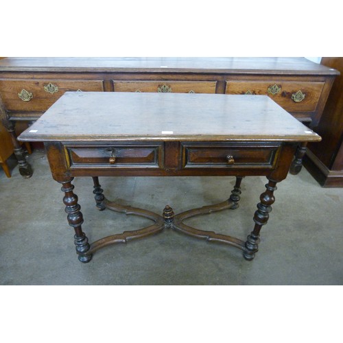 142 - A 17th Century William & Mary walnut two drawer side table