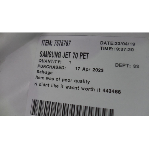 3001 - Samsung Jet 70 Pet Vacuum Cleaner With Battery, original RRP £299.99 + VAT   (293-166) * This lot is... 