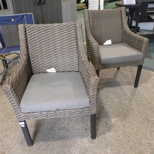 3038 - Pair of Sunbrella grey rattan garden chairs