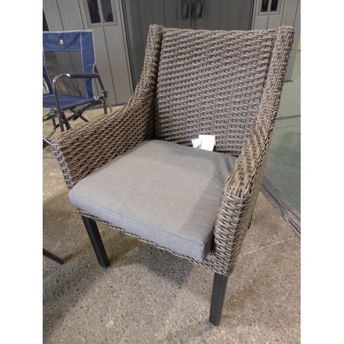 3038 - Pair of Sunbrella grey rattan garden chairs