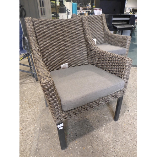 3038 - Pair of Sunbrella grey rattan garden chairs