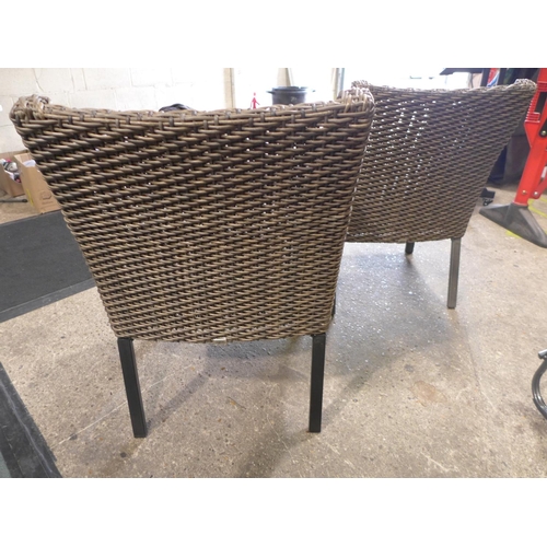 3038 - Pair of Sunbrella grey rattan garden chairs