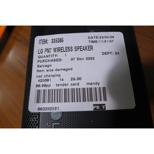 3086 - LG PN7 Wireless Speaker, original RRP £99.99 + VAT (293-205) * This lot is subject to VAT