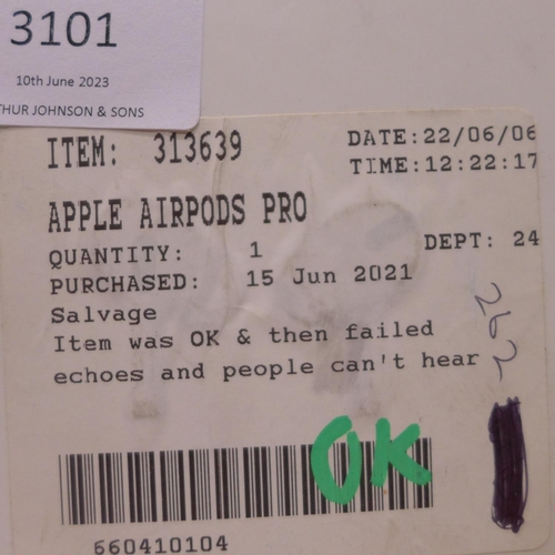 3101 - Apple Airpods Pro (model no.:- MWP22ZM/A), original RRP £189.99 + VAT