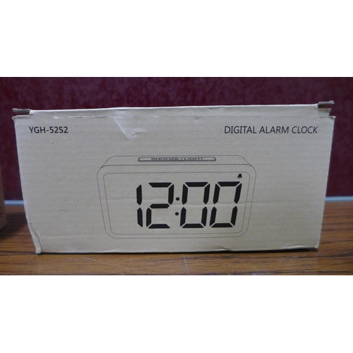 3112 - 2 Wood grain effect digital USB LED alarm clocks