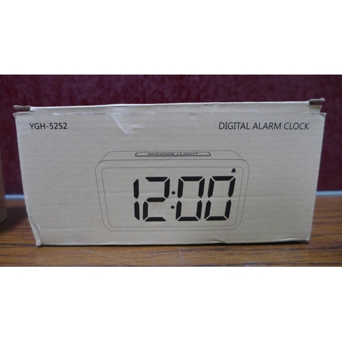 3113 - 2 Wood grain effect digital USB LED alarm clocks