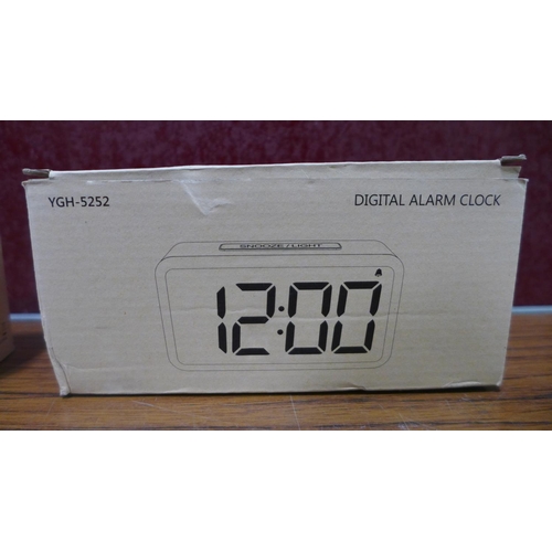 3115 - 2 Wood grain effect digital USB LED alarm clocks