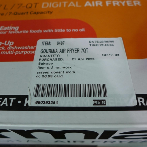 3327 - Gourmia Air Fryer (7QT)     (293-258) * This lot is subject to VAT