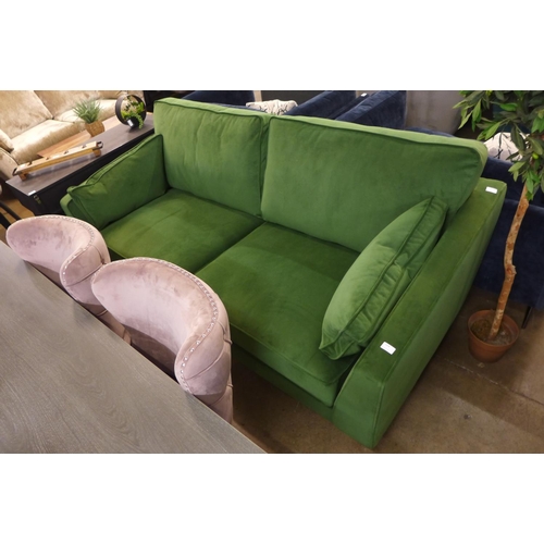 1324 - A Barker And Stonehouse forest green velvet three seater sofa