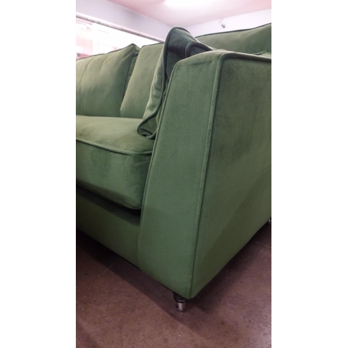 1324 - A Barker And Stonehouse forest green velvet three seater sofa