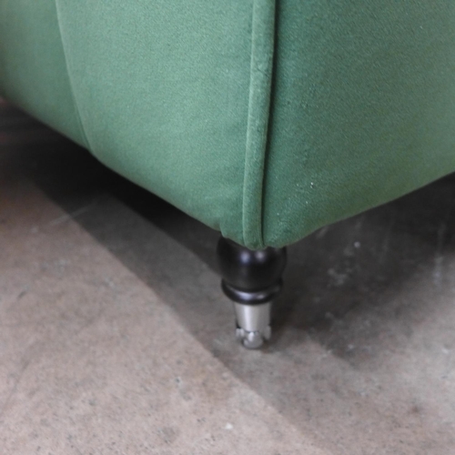 1324 - A Barker And Stonehouse forest green velvet three seater sofa