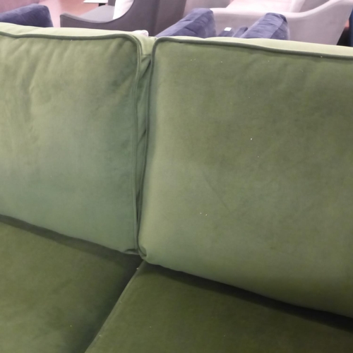 1324 - A Barker And Stonehouse forest green velvet three seater sofa