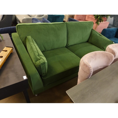 1324 - A Barker And Stonehouse forest green velvet three seater sofa