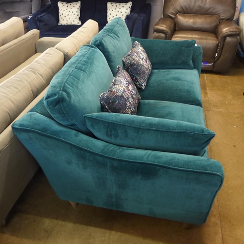 1340 - A marina blue velvet 2.5 seater sofa