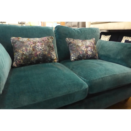 1340 - A marina blue velvet 2.5 seater sofa