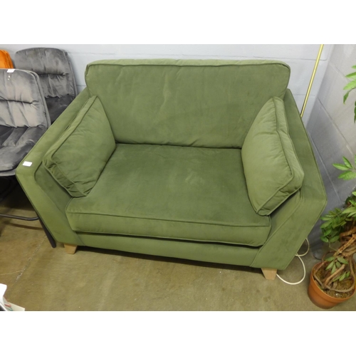 1345 - A winter green velvet love seat