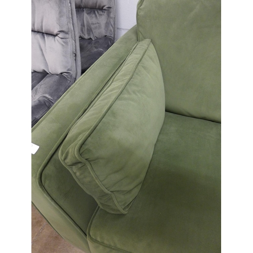 1345 - A winter green velvet love seat