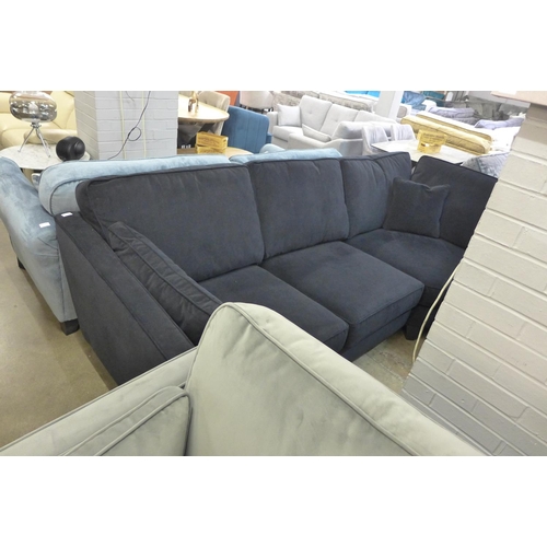 1385 - A Barker And Stonehouse black velvet corner sofa