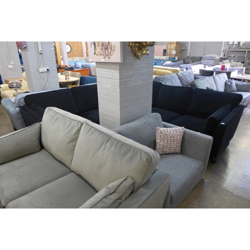 1385 - A Barker And Stonehouse black velvet corner sofa