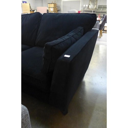 1385 - A Barker And Stonehouse black velvet corner sofa