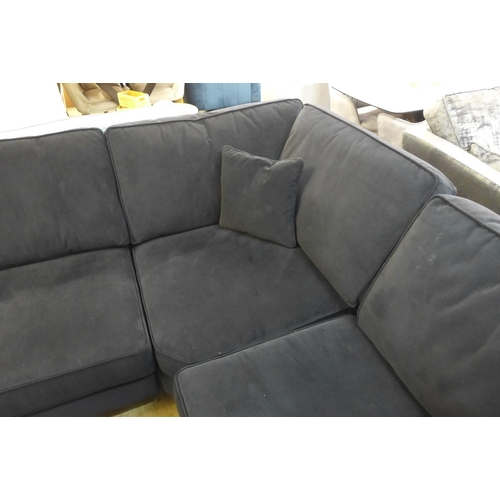 1385 - A Barker And Stonehouse black velvet corner sofa